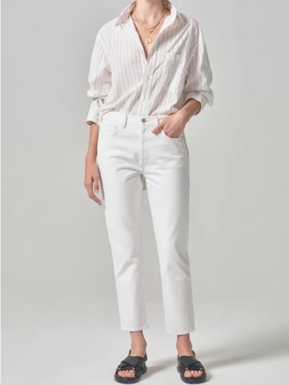 NWT Citizens of Humanity 33 Charlotte High Rise Straight White Tart